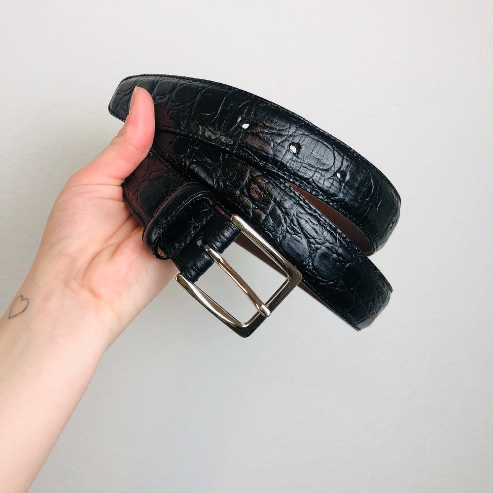 Cole Haan Crocodile Skin Leather Belt
